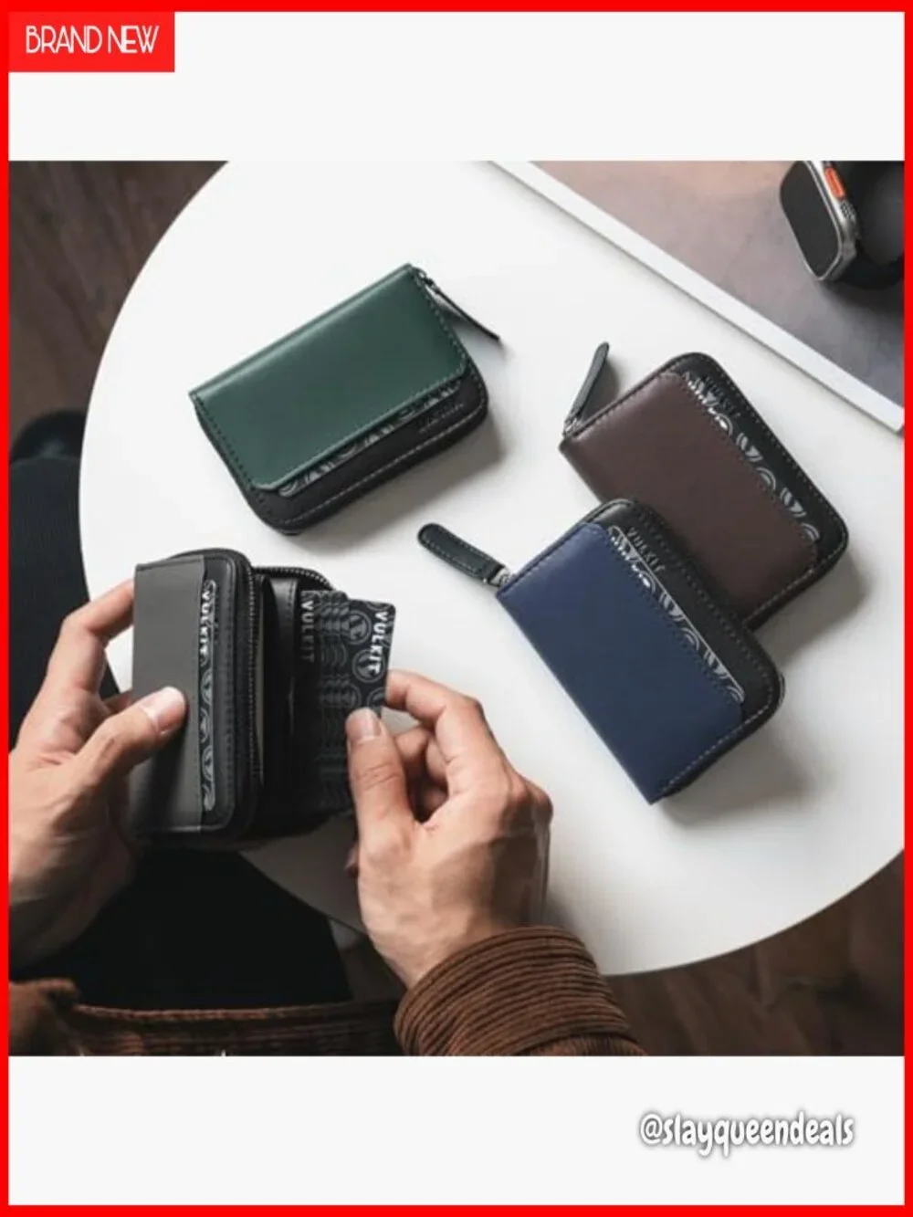 Slim RFID Blocking Zipper Card Holder, Vegan Leather, Large Capacity